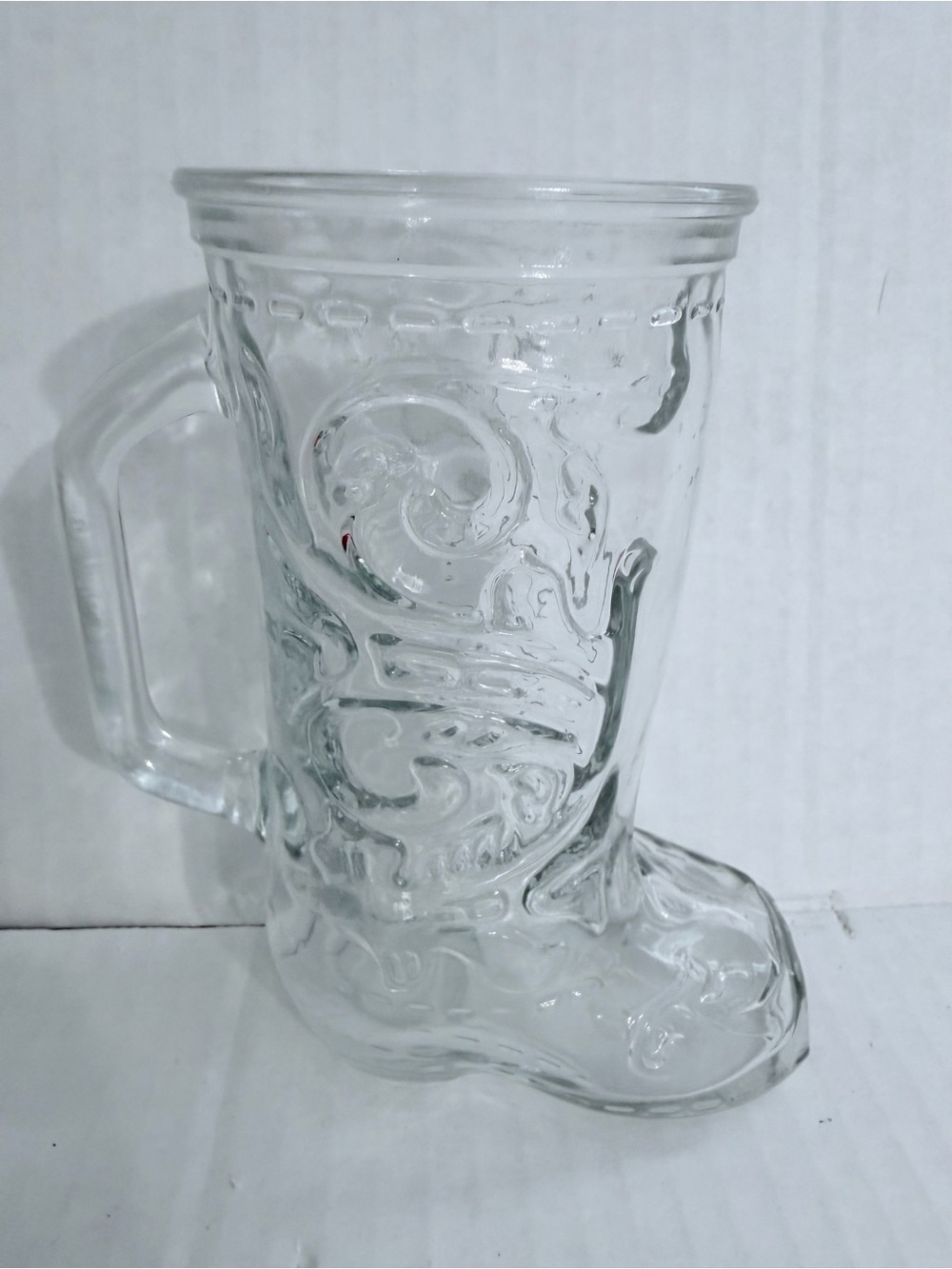 Vintage Clear Glass Cowboy Boot-Shaped Mug -